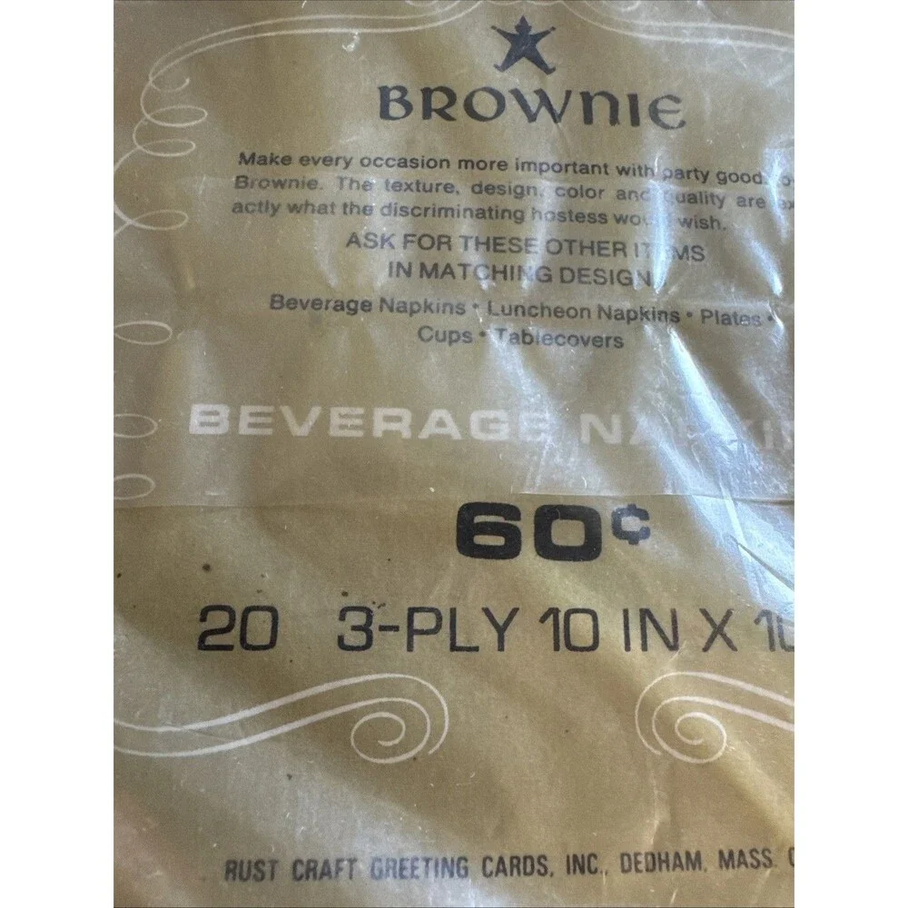 Vintage Rust Craft Greeting Brownie Beverage Drink Happy Birthday Napkin 20 Pack